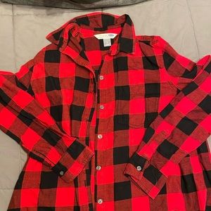 Large cozy black and red flannel